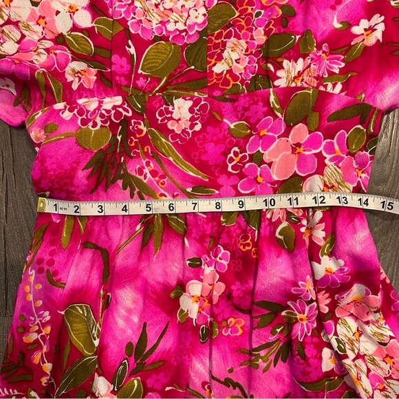New Women's Dress S Pink Floral Maxi Boho Garden Party Barbie Handmade Vacation - Picture 9 of 11